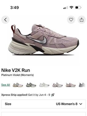 Nike V2K RUN Women’s Running Sneakers - Platinum Violet & Silver Swoosh